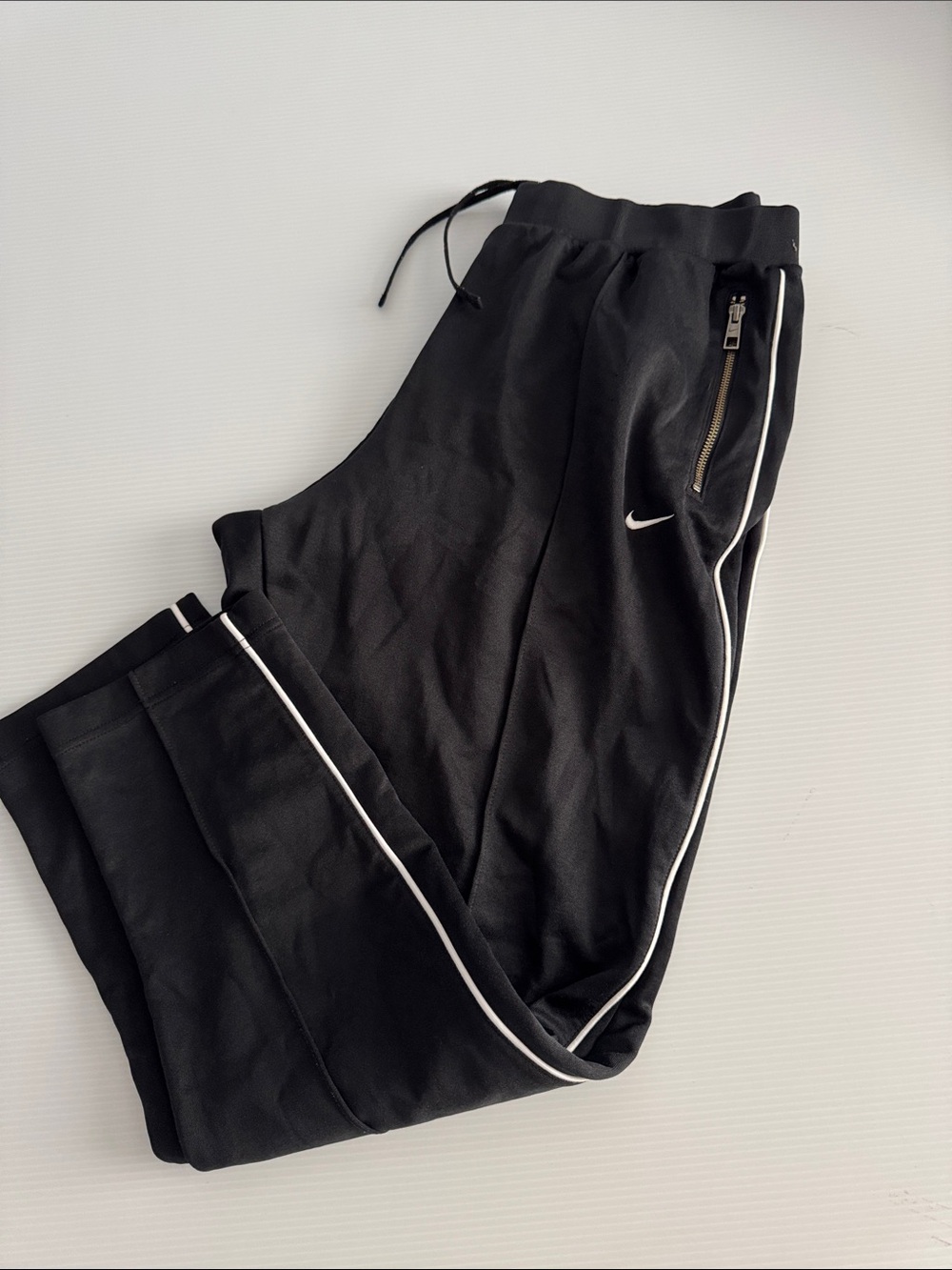 Nike Black Kids Joggers with White Piping